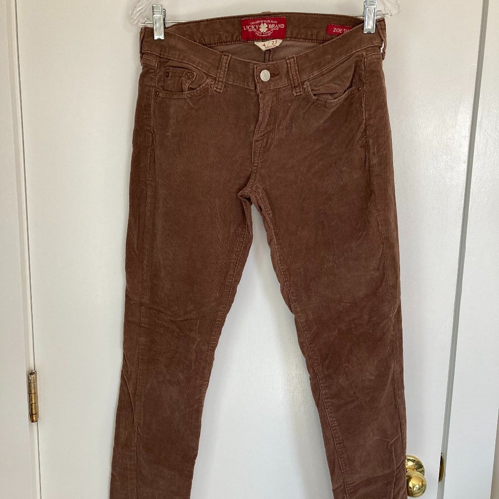 Lucky Brand Zoe Skinny Corduroy Jeans, brown, sz 4/27